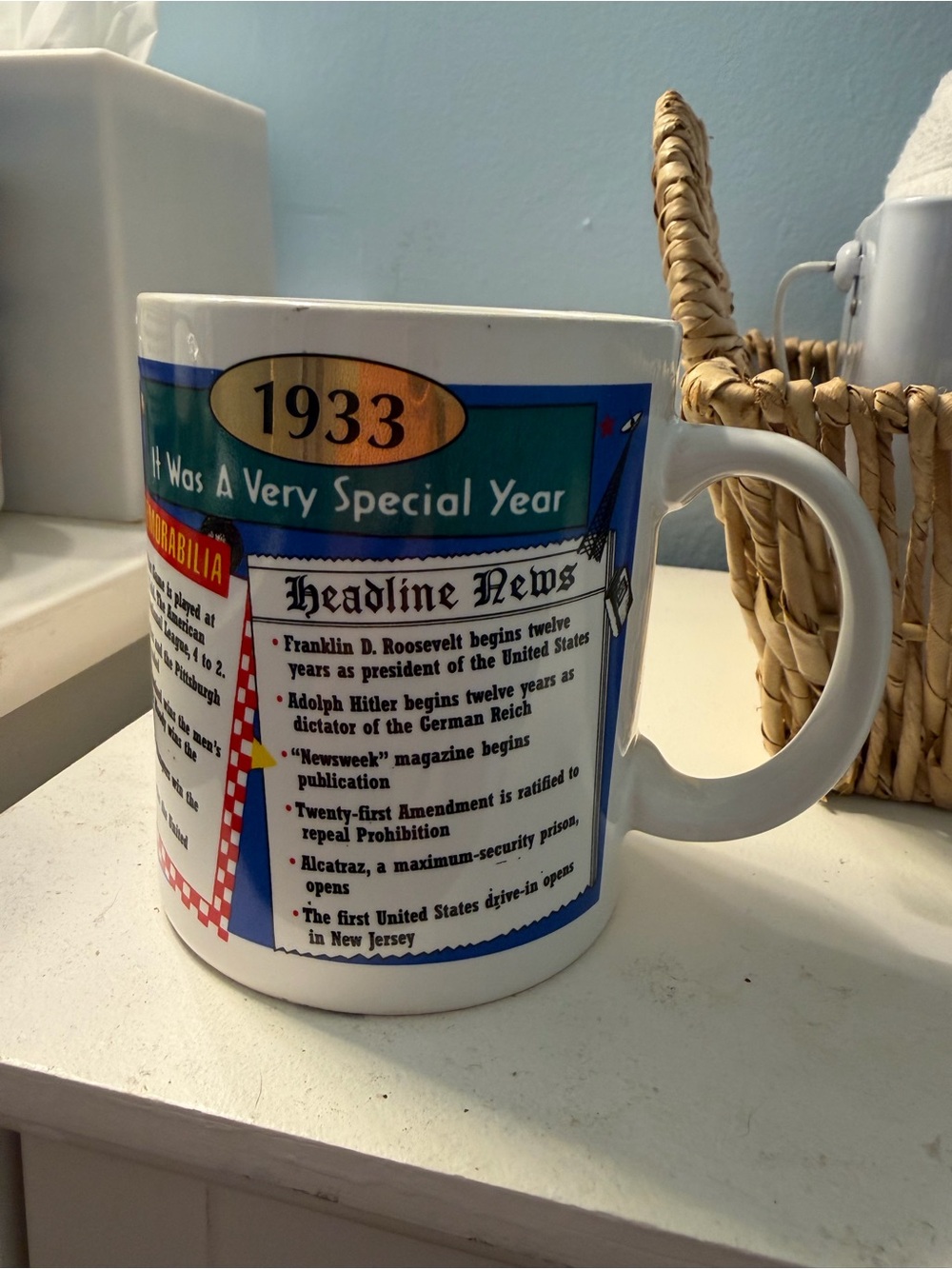 1933 Historical Facts Commemorative Mug